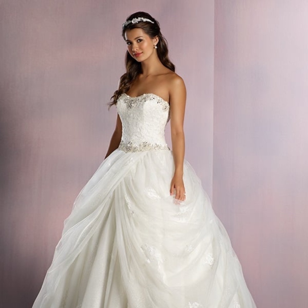 Alfred Angelo Fairytale Belle 254 Ivory/Silver/Glitz Sample Wedding Dress Size 8